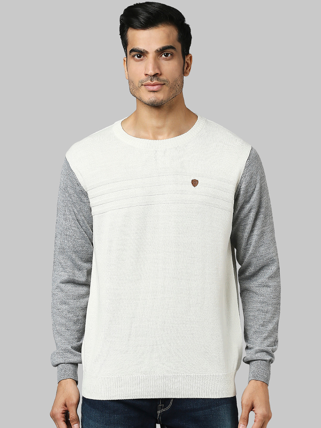 Raymond Men Grey & White Pullover