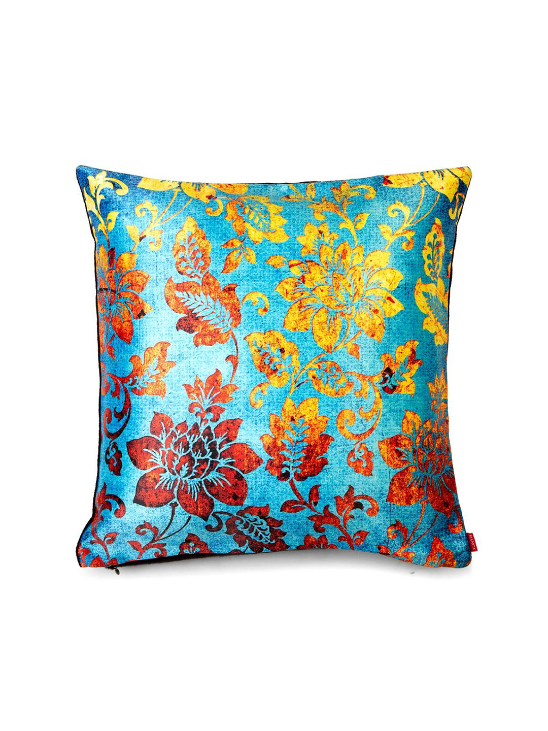 BIANCA Set of 2 Blue Printed Cushion Covers - 16 Inches X 16 Inches