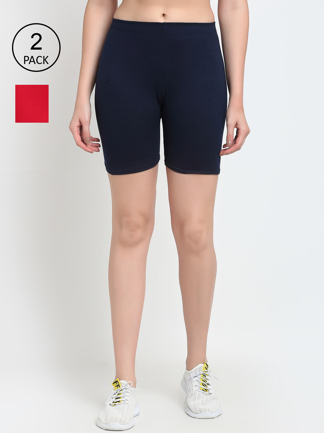 GRACIT Women Red Biker Shorts