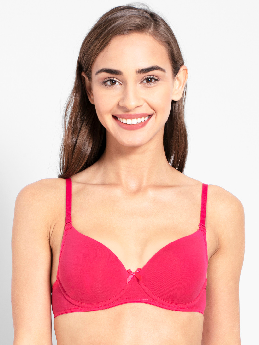 Jockey Pink Solid Underwired Lightly Padded T-Shirt Bra-1245