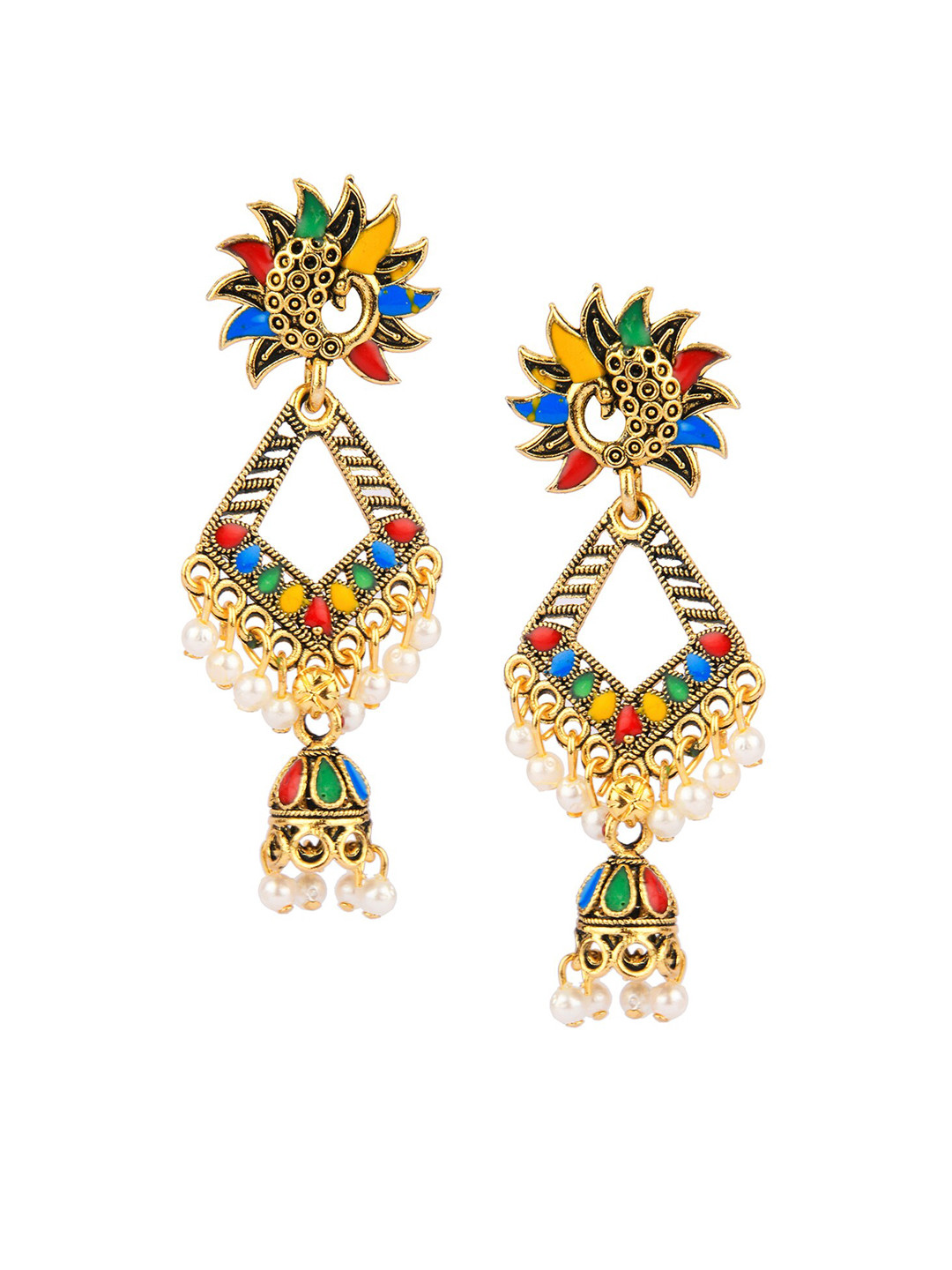 DESI COLOUR Gold-Toned Contemporary Studs Earrings