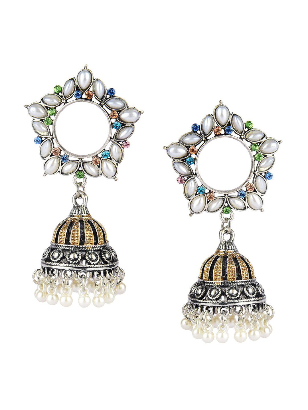 DESI COLOUR Multicoloured Dome Shaped Jhumkas Earrings