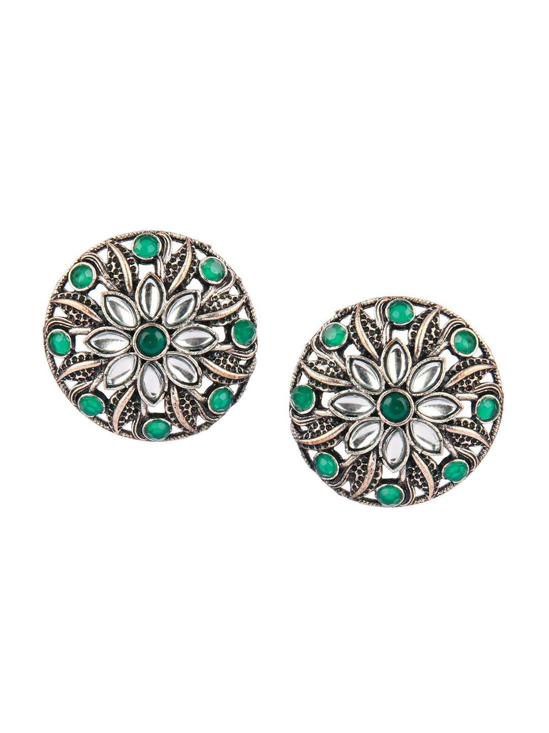 DESI COLOUR Silver-Toned Contemporary Studs Earrings