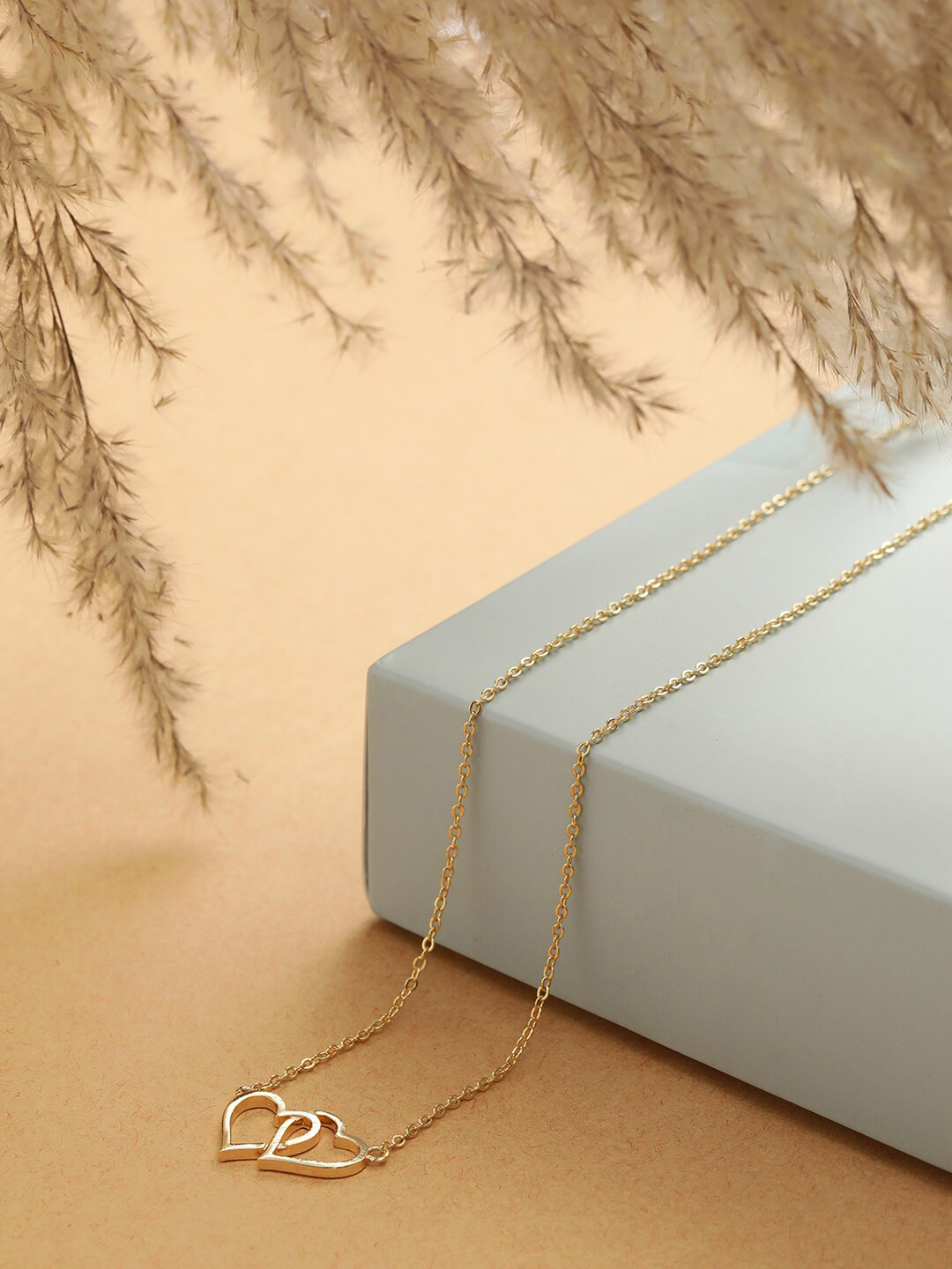 MINUTIAE Gold-Toned Brass Gold-Plated Handcrafted Interlocked Heart Necklace