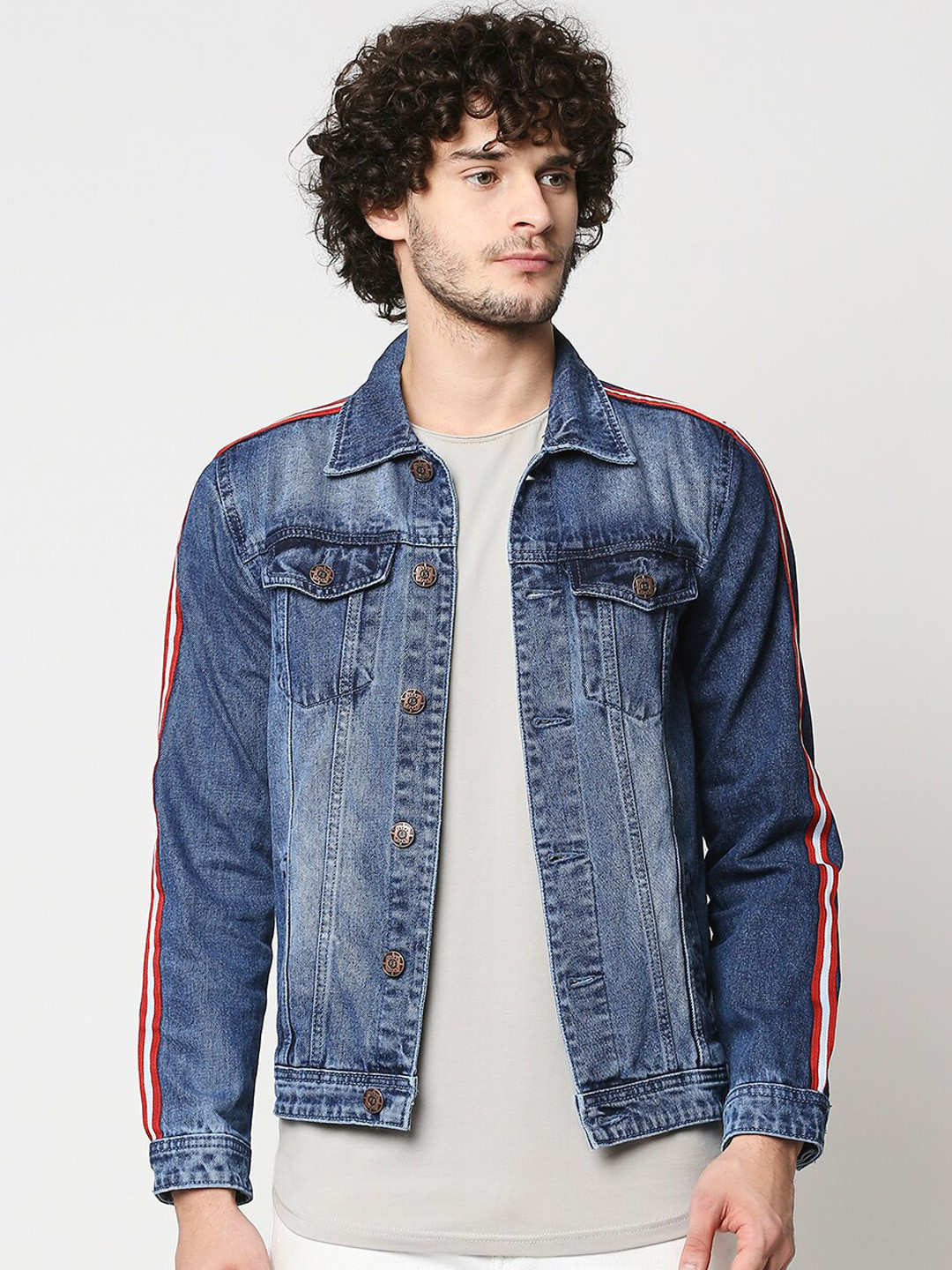 High Star Men Blue Washed Denim Jacket