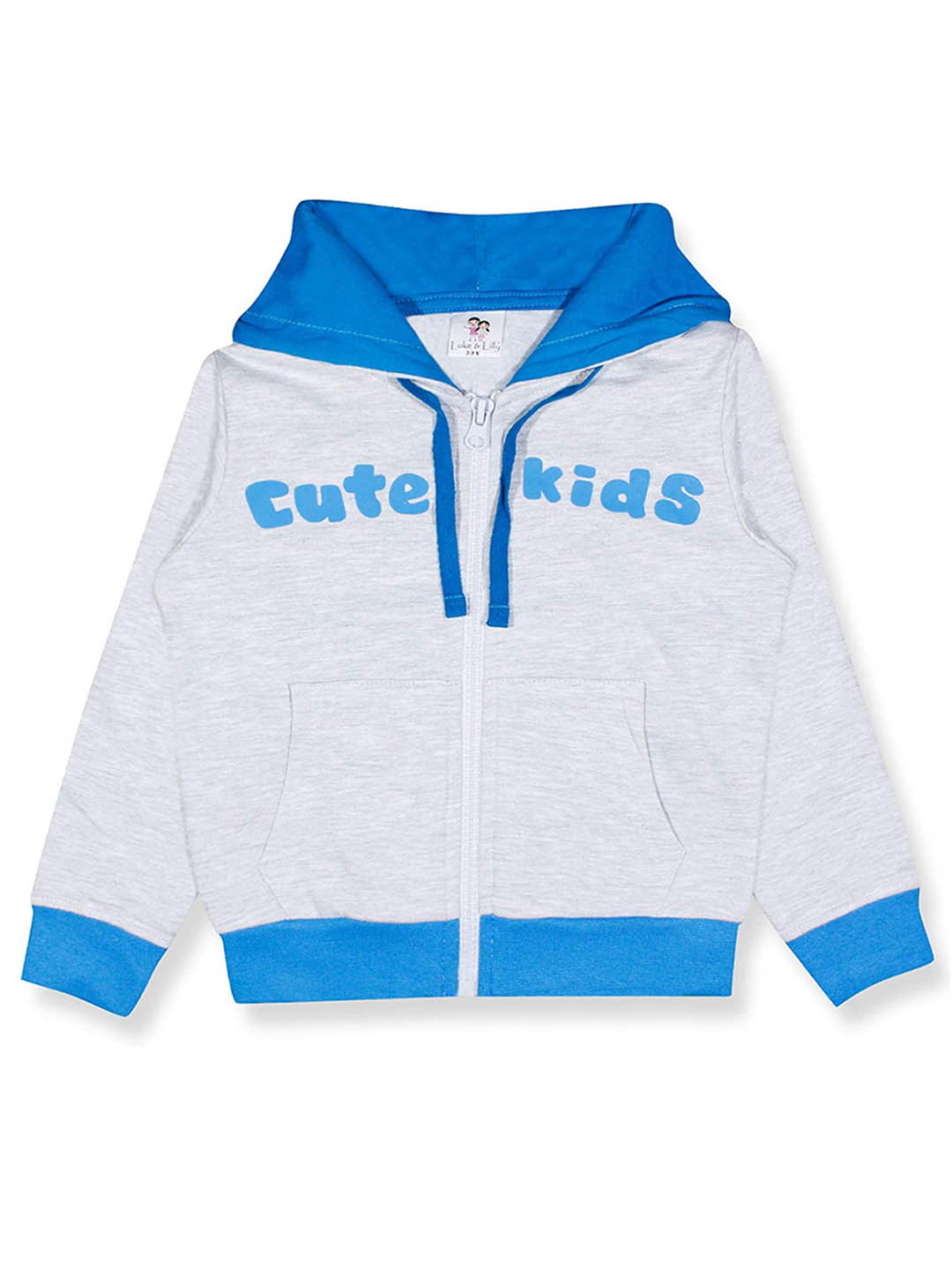 Luke & Lilly Girls Blue Printed Hooded Sweatshirt