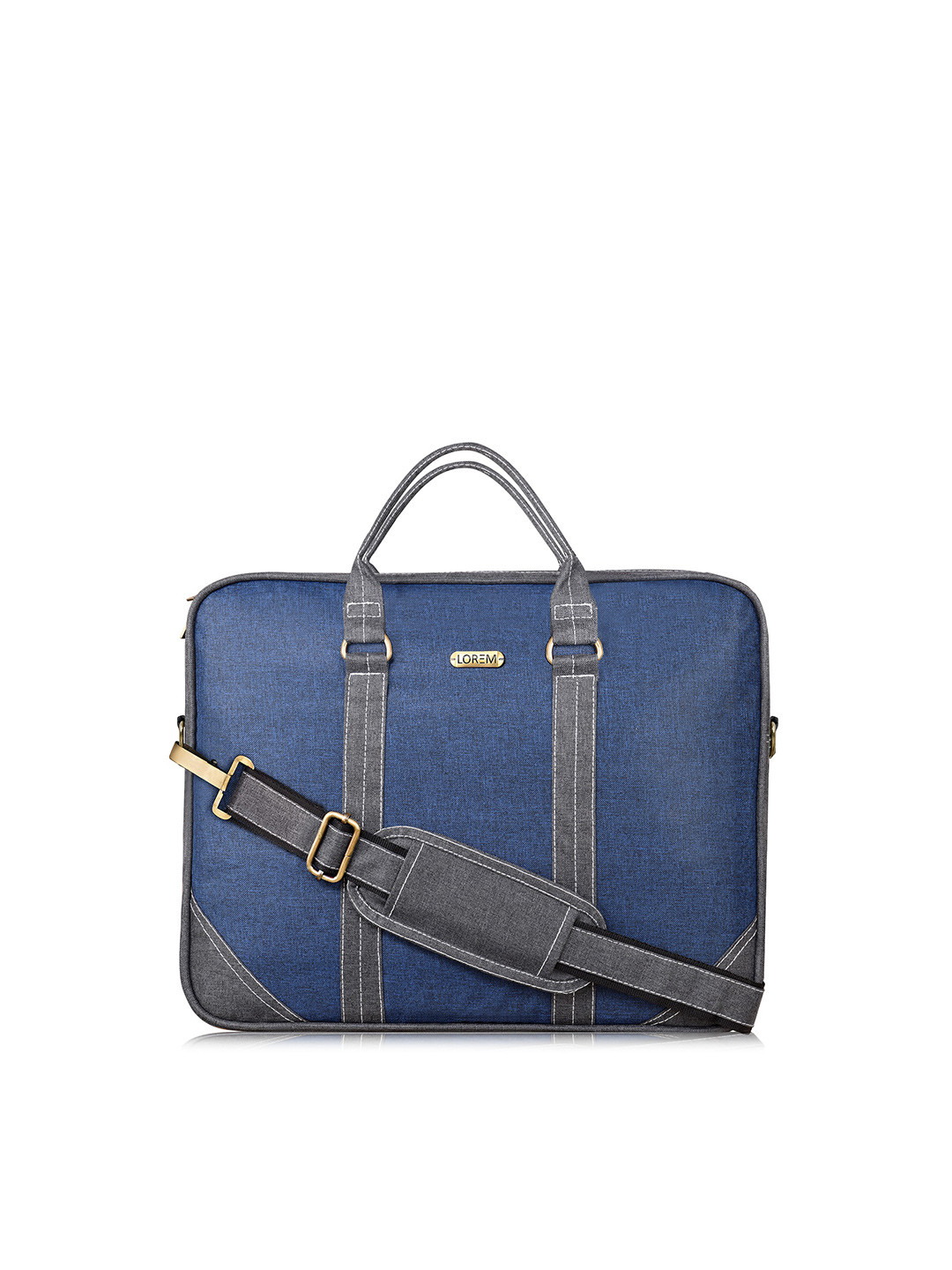 LOREM Unisex Blue & Grey Textured Messenger Bag