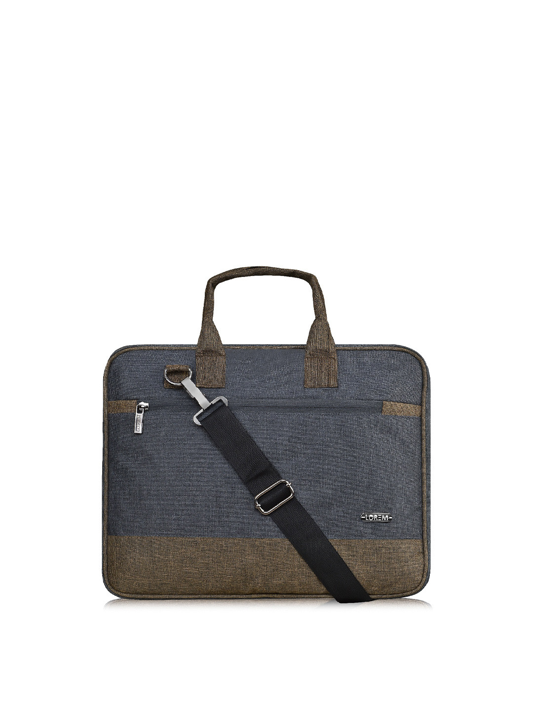 LOREM Unisex Grey & Brown Linen Textured Laptop Bag