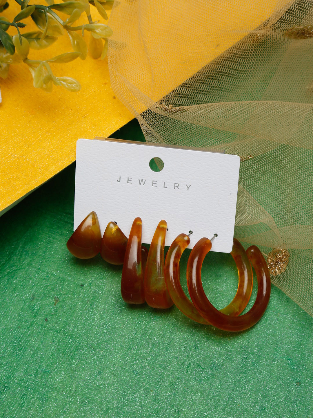 Celena Cole Set Of 3 Brown Circular Hoop Earrings