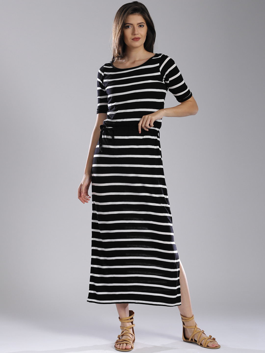 Buy Bossini Women Black Striped Maxi 