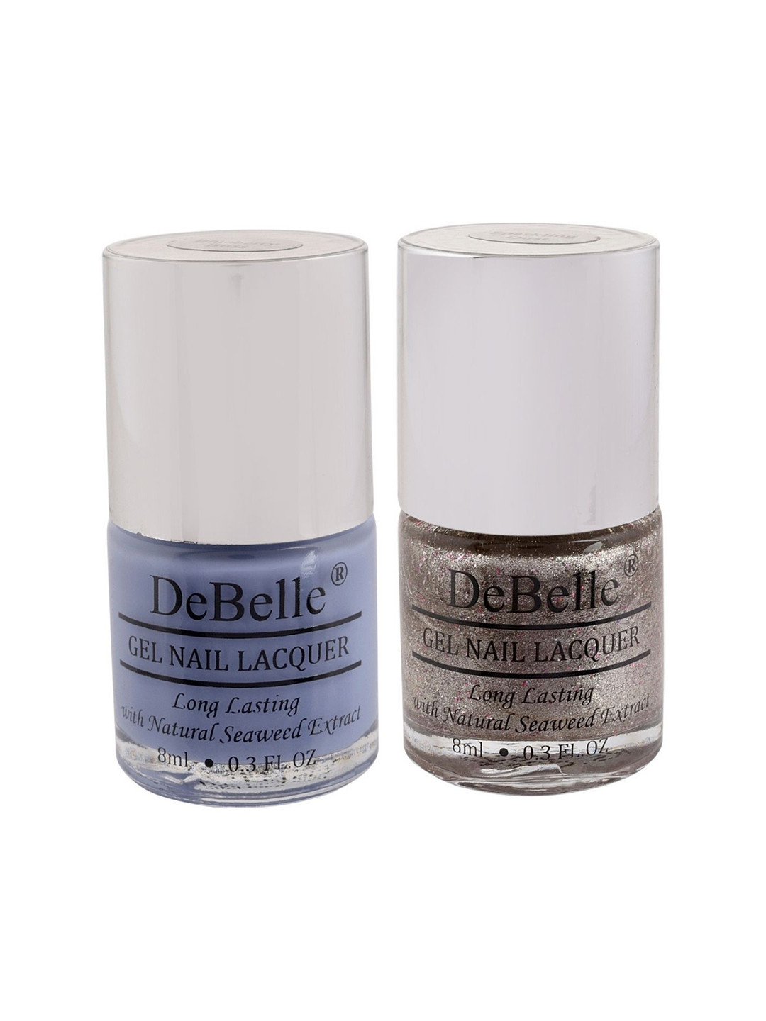 DeBelle Set of 2 Gel Nail Polish - Blueberry Bliss & Sparkling Dust - 8ml Each