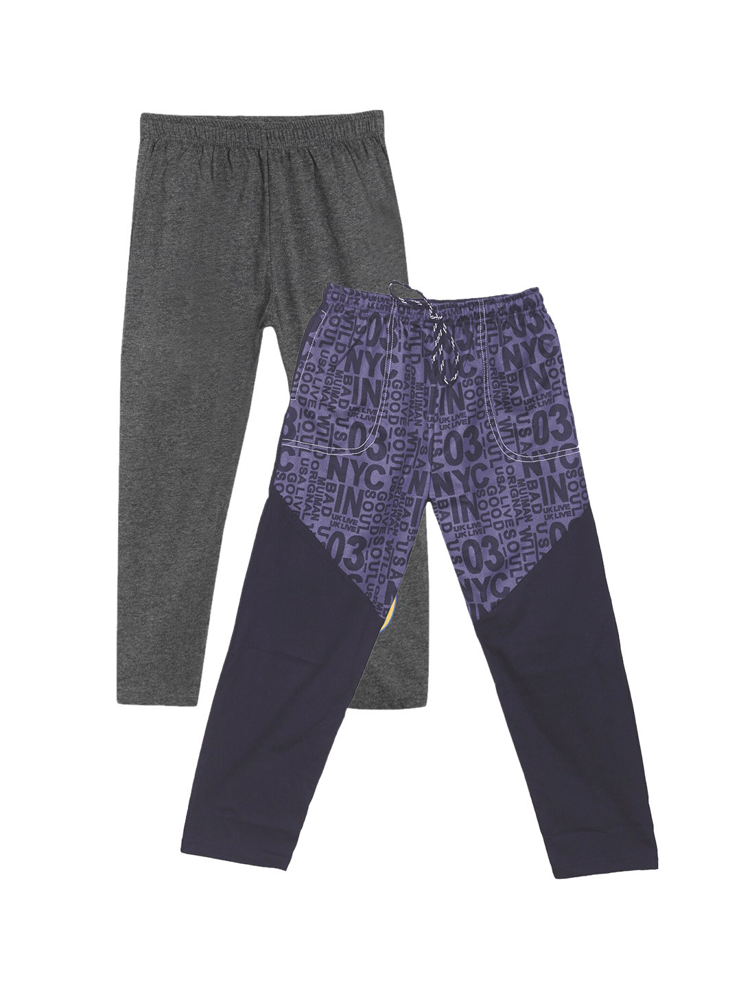 SWEET ANGEL Boys Pack Of 2 Self Design Cotton Track Pants