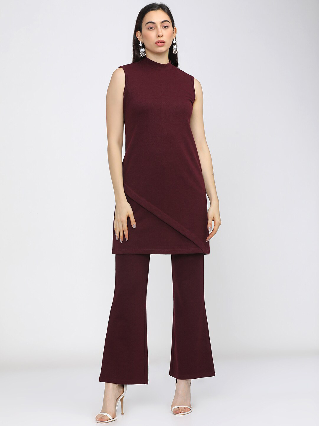 Vishudh Maroon High Neck Tunic