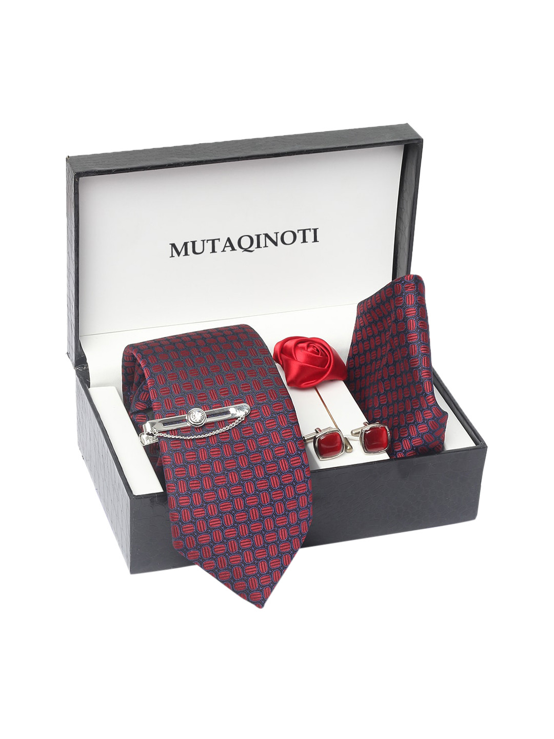 MUTAQINOTI Men Silk Formal Necktie Accessory Gift Set