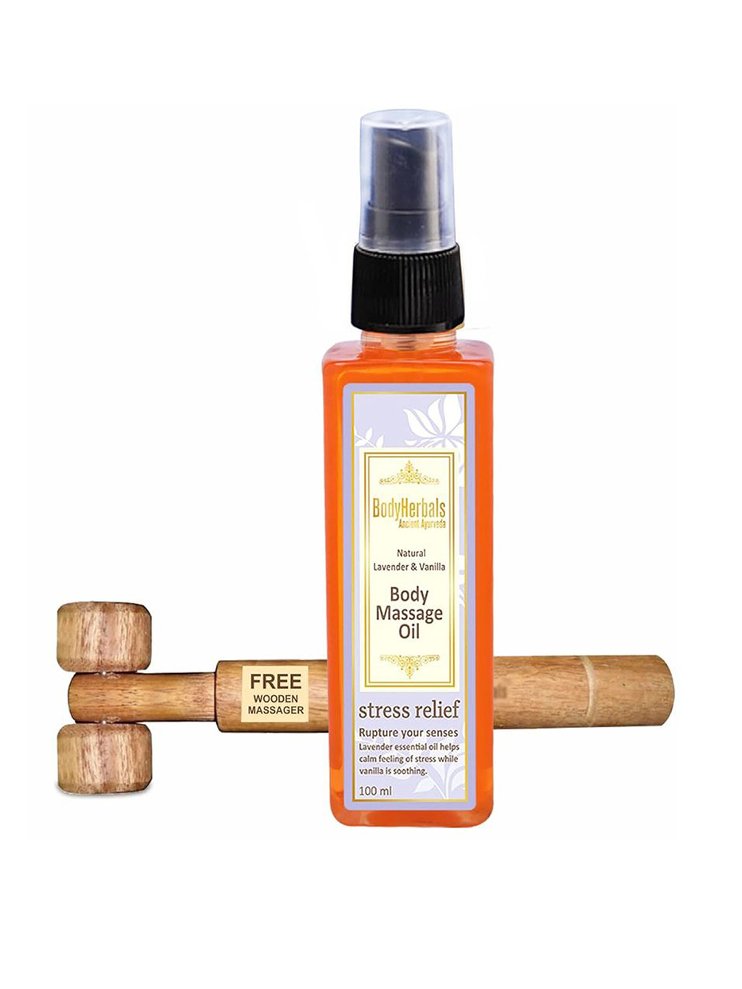 BodyHerbals Cold Pressed Lavender + Vanilla De-Stress Body Massage Oil - 100 ml