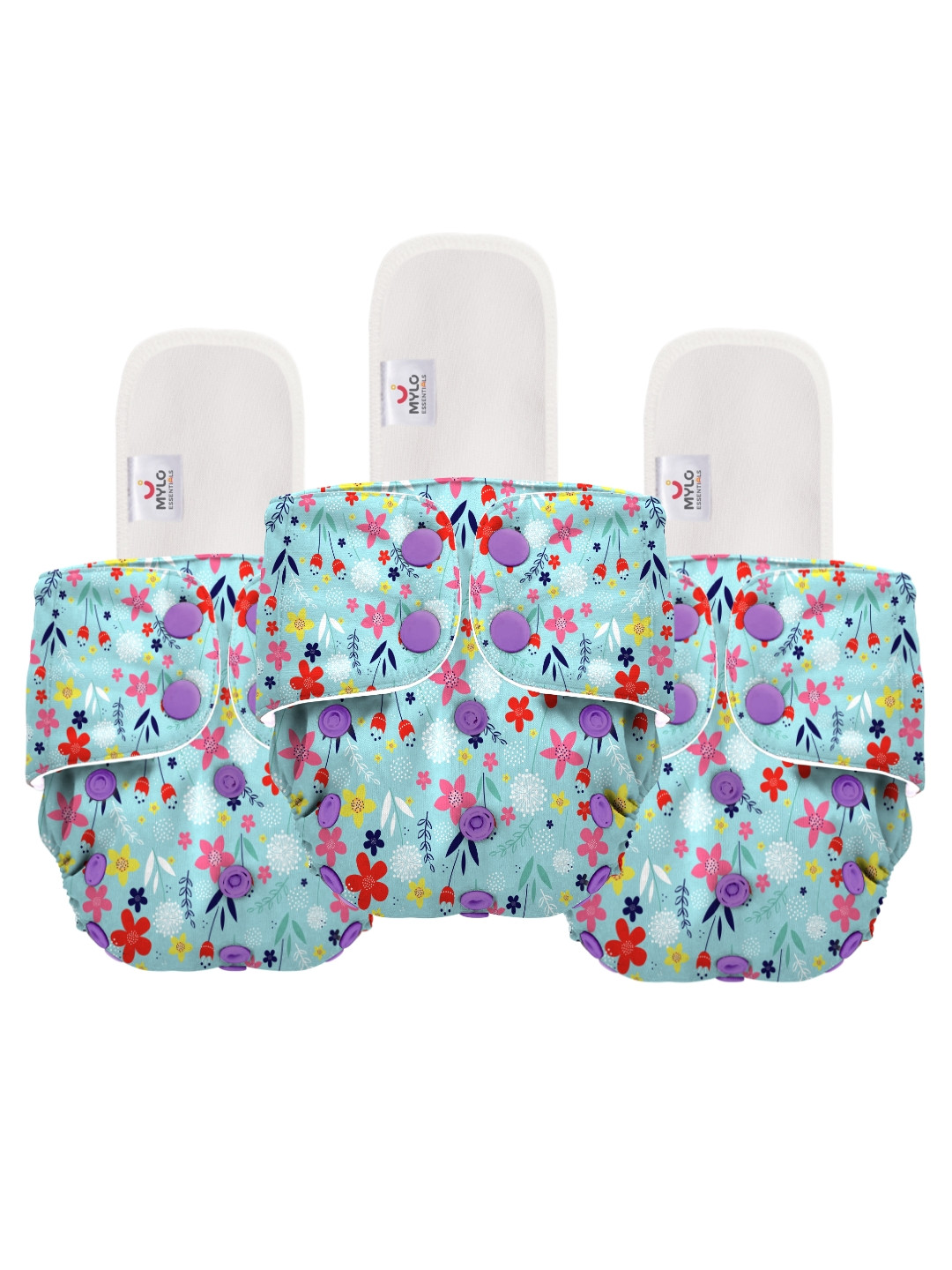 Mylo Kids Set Of 3 Floral Printed Cloth Diapers