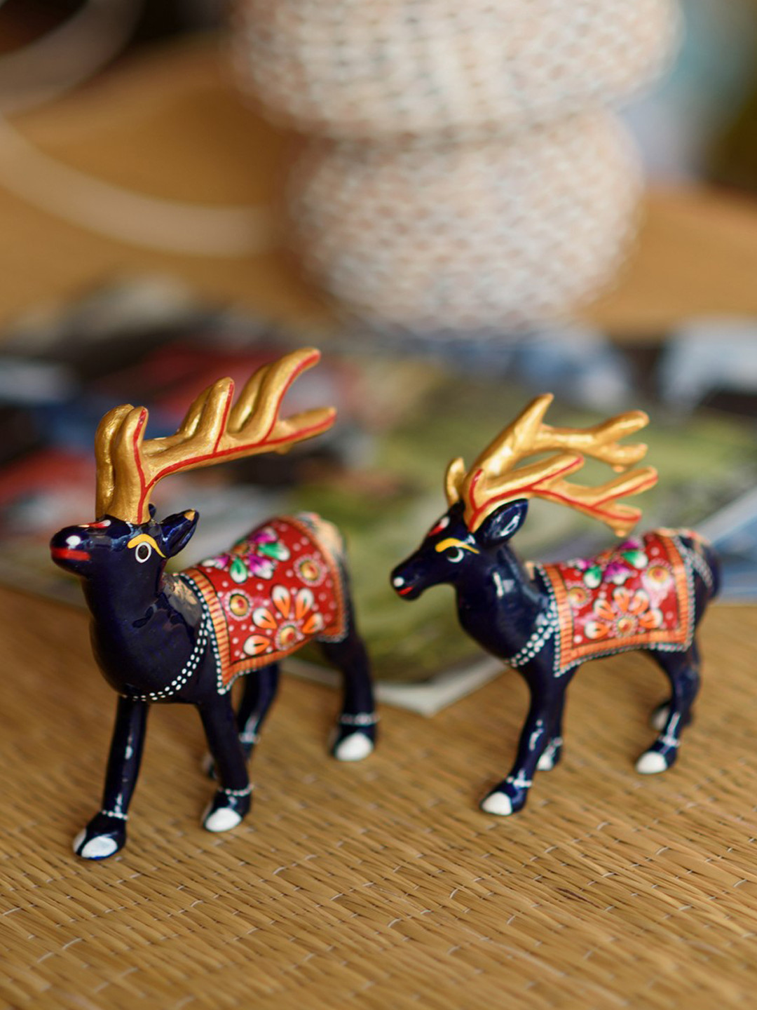 eCraftIndia Horse Statue Black Metal Metallic Living Room Set of 2 Small Showpieces - 4.5 Inches