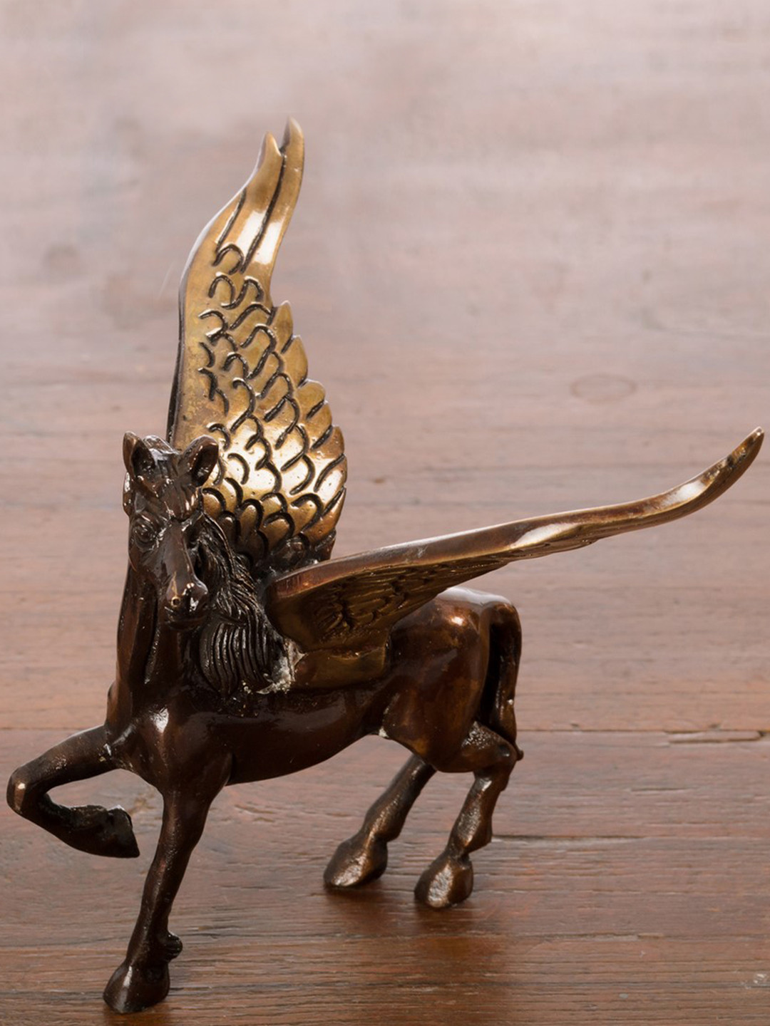 eCraftIndia Flying Angel Brown Brass Metallic Living Room Small Showpiece - 4 Inches