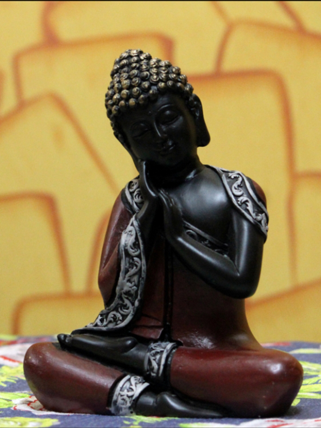 eCraftIndia Thinki Black Polyresin Matte Living Room Hand-Crafted Small Showpiece - 6.5 Inches