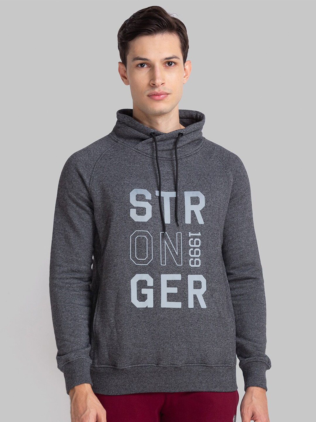 Parx Men Black Printed Hooded Sweatshirt