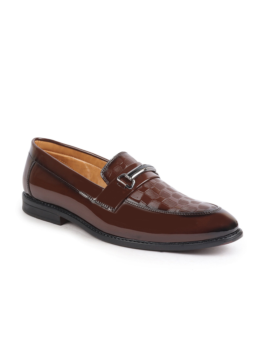 FAUSTO Men Tan Patent Leather Loafers