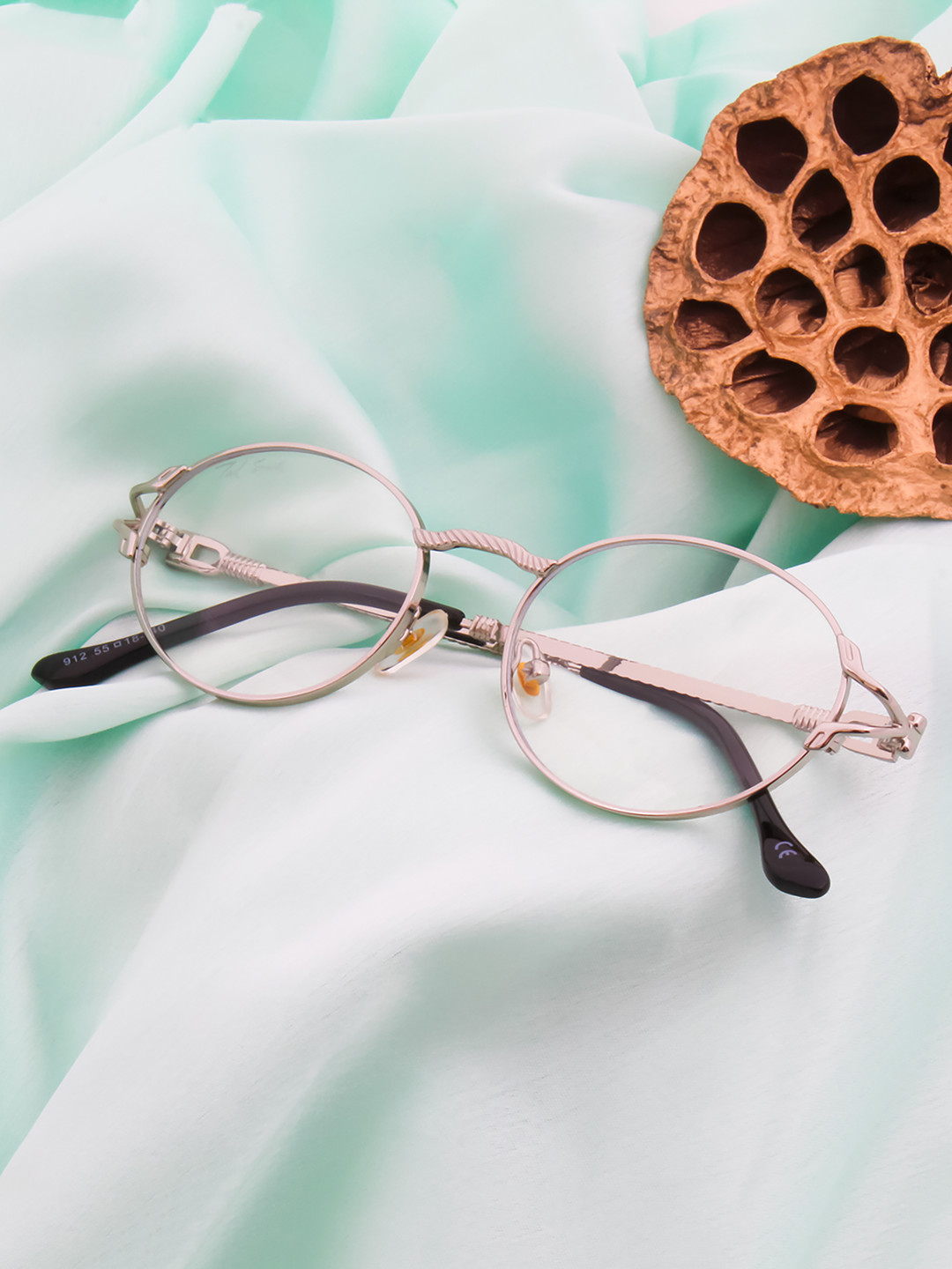 Ted Smith Unisex Silver-Clear Round Sunglasses With UV Protected Lens