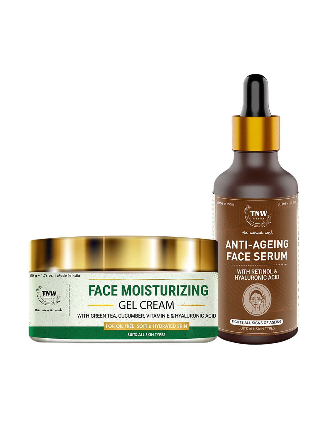 TNW the natural wash Set of 2 Face Moisturizing Gel Cream & Anti Aging Face Serum