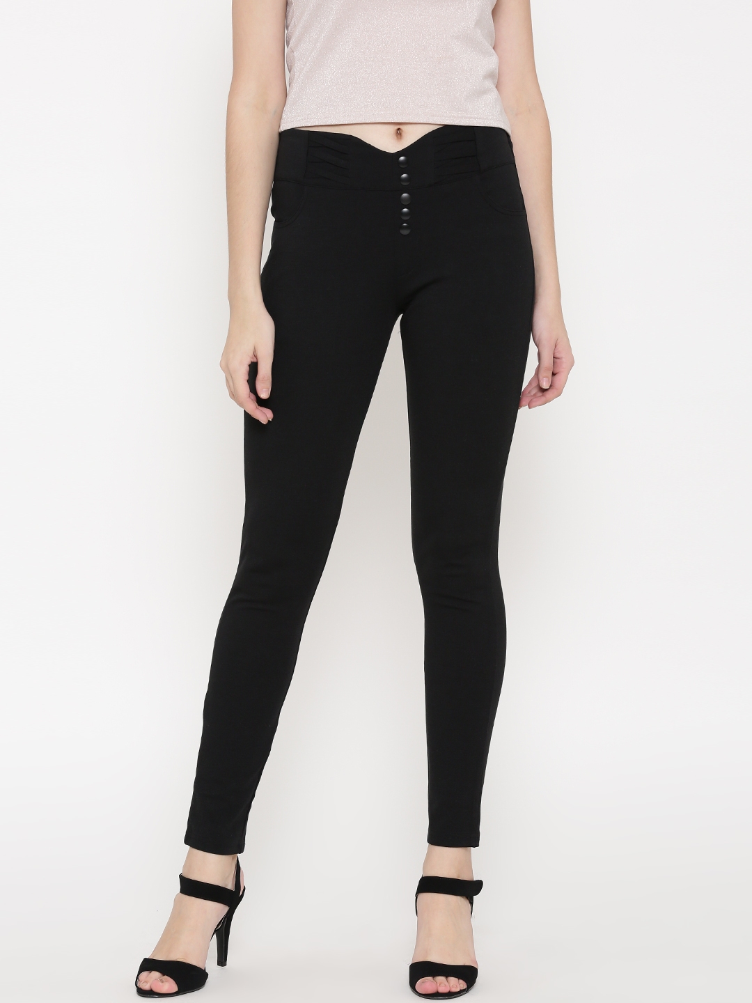 Black High Rise Panelled Jeggings