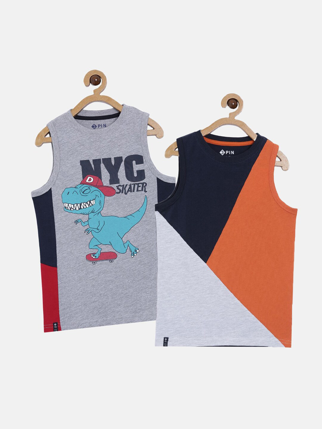 3PIN Boys Grey 2 Colourblocked Applique T-shirt