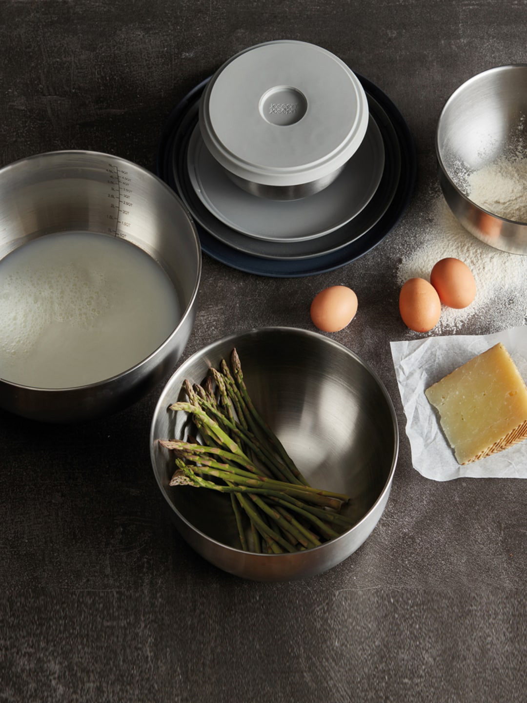 Joseph Joseph Nest Prep&Store Silver Stainless Steel Dishwasher Safe 4 Piece Clip-On Canister