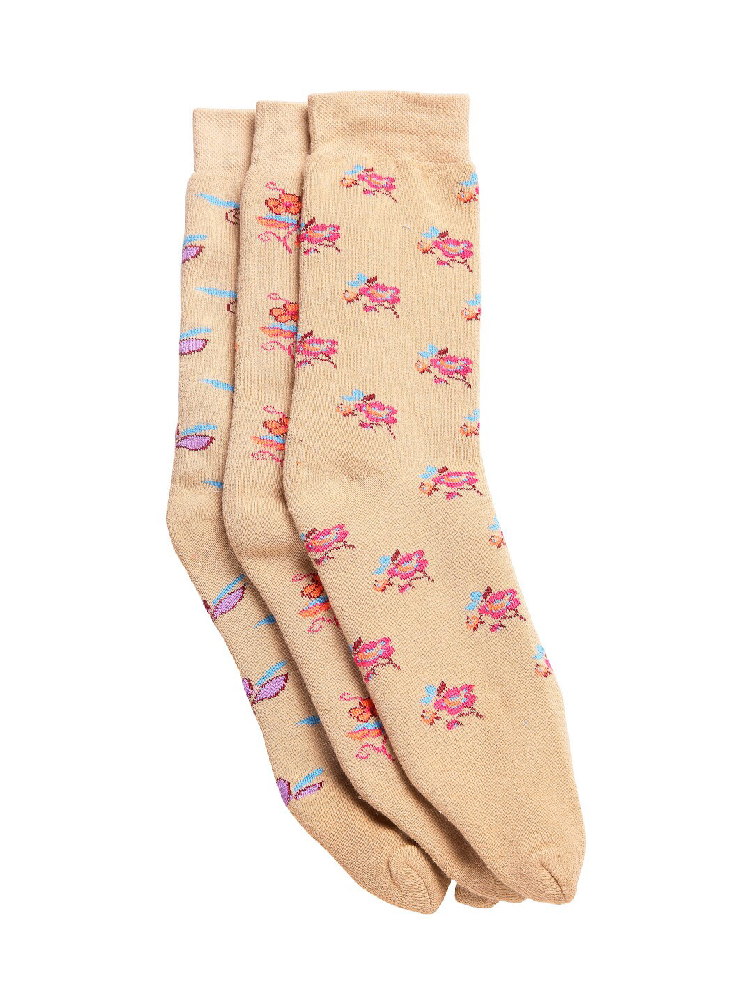 Texlon Women Assorted Pack of 3 Patterned Calf Length Thumb Socks