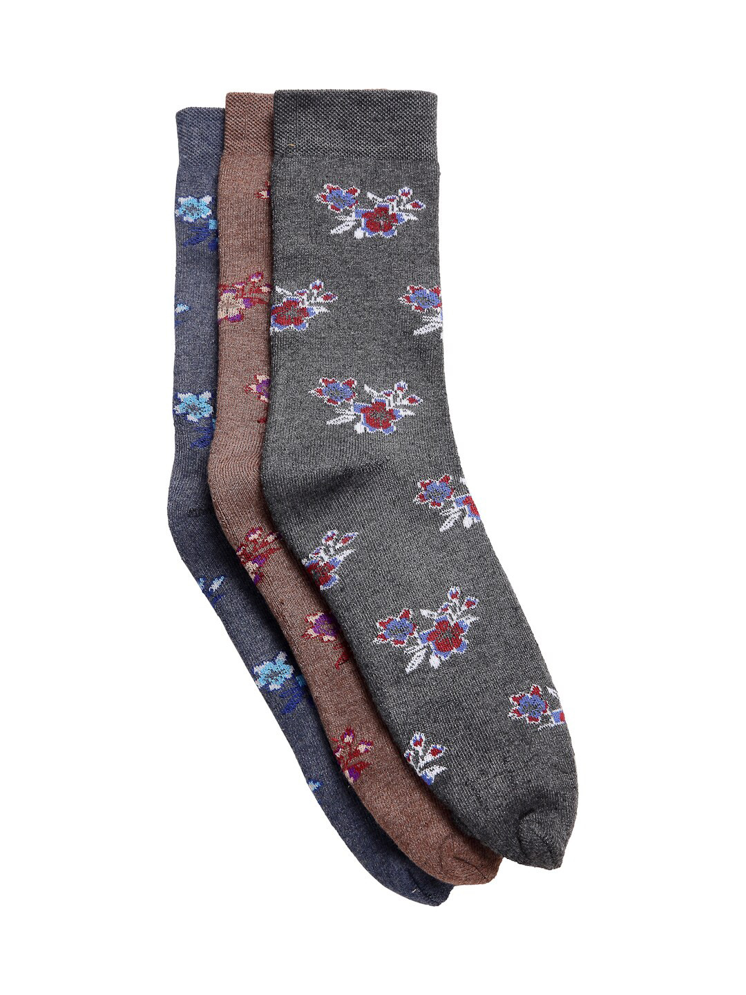 Texlon Women Multicoloured Pack of 3 Calf length Socks