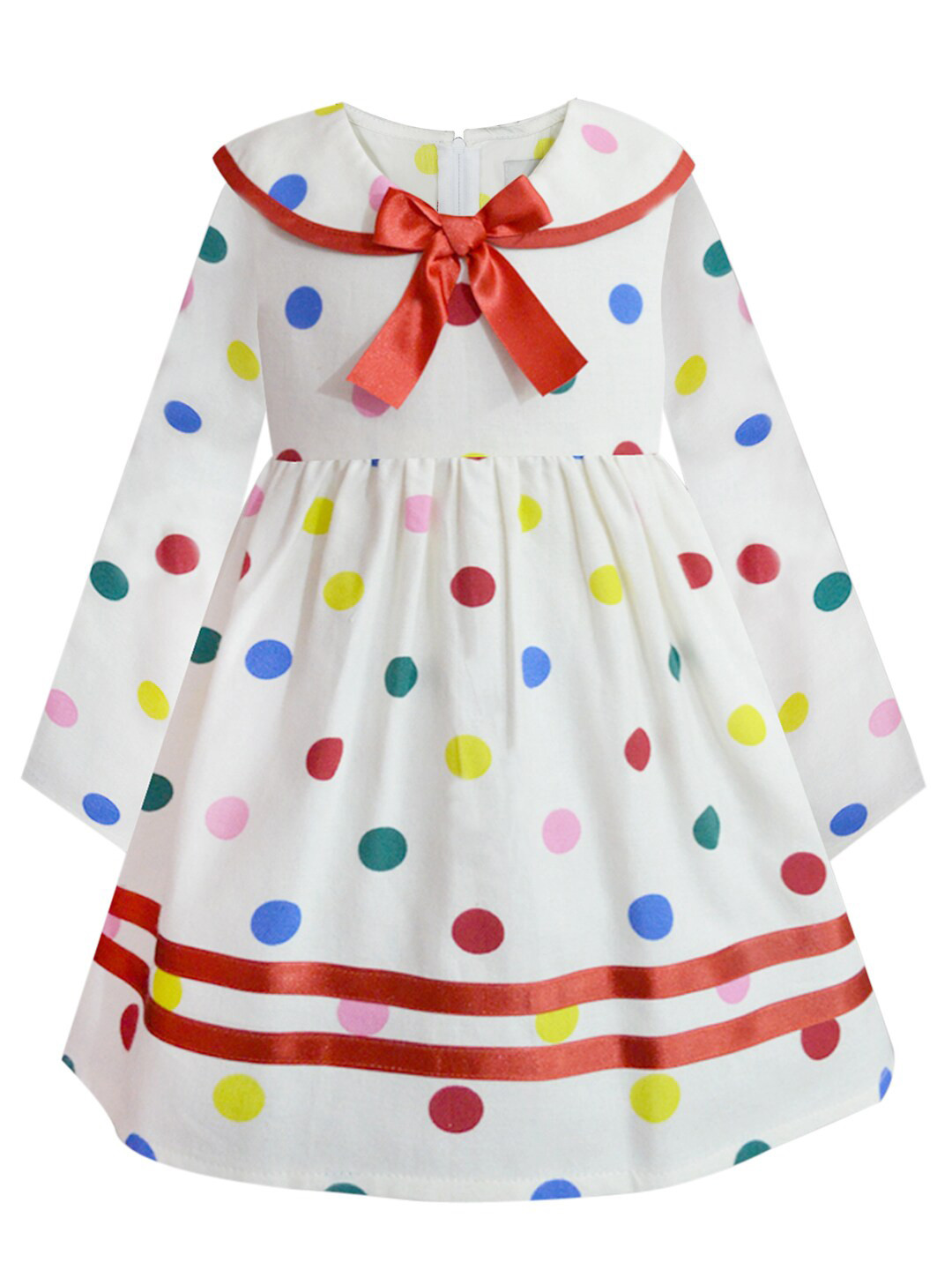 A T U N Off White & Red Printed Dress