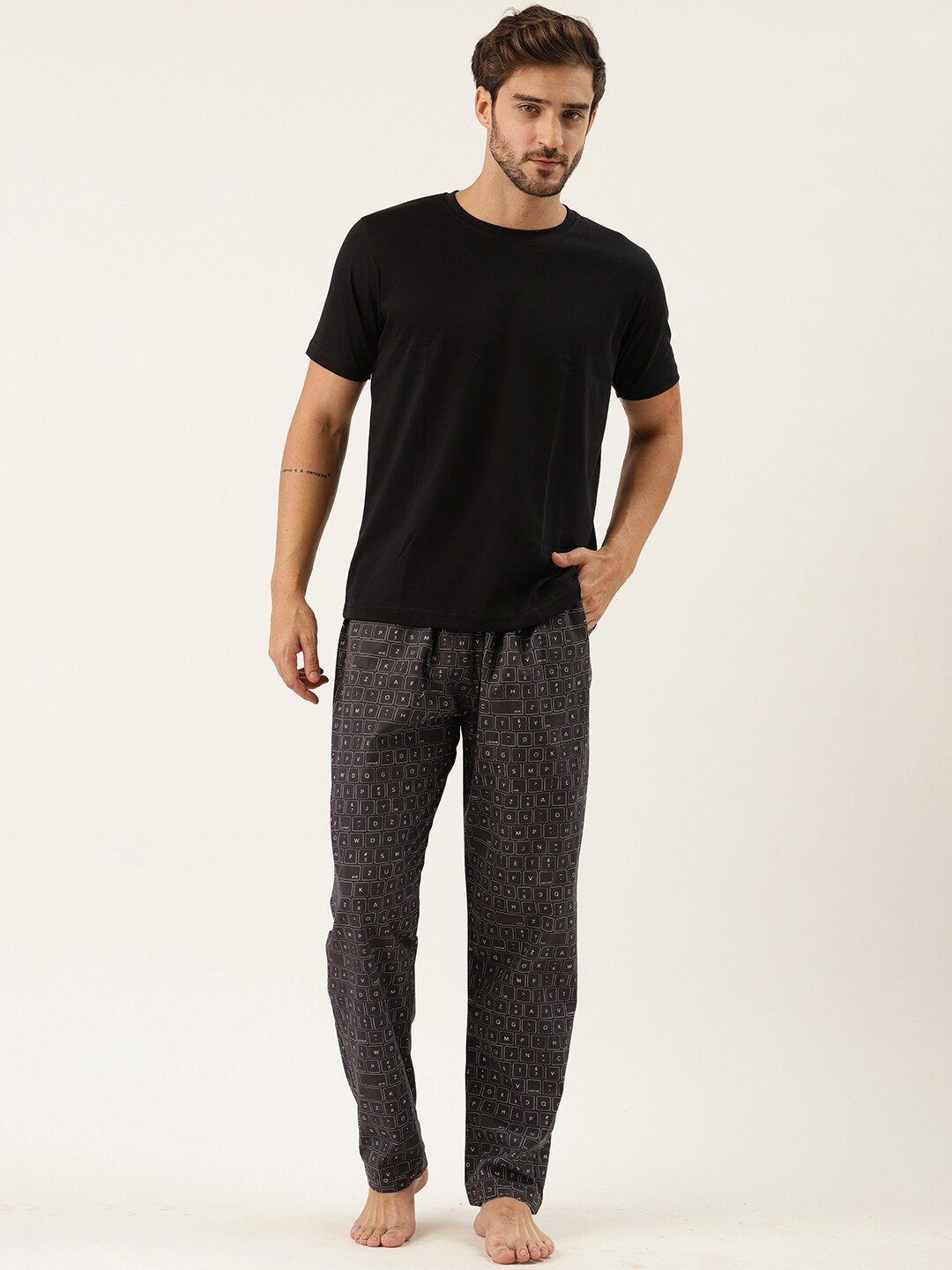 Rapra The Label Men Black Printed Lounge Pants
