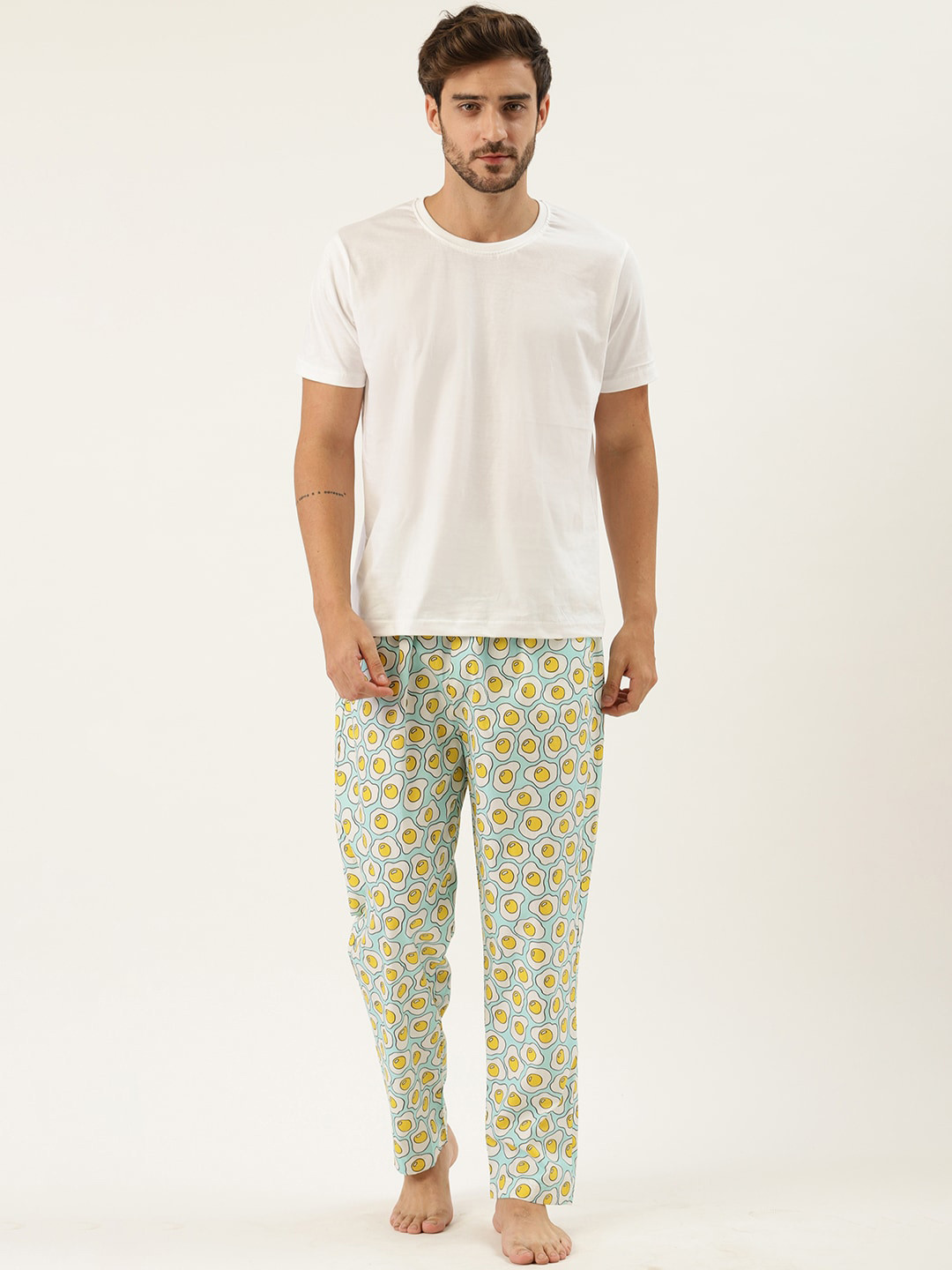 Rapra The Label Men Blue Cotton Graphic Printed Lounge Pants