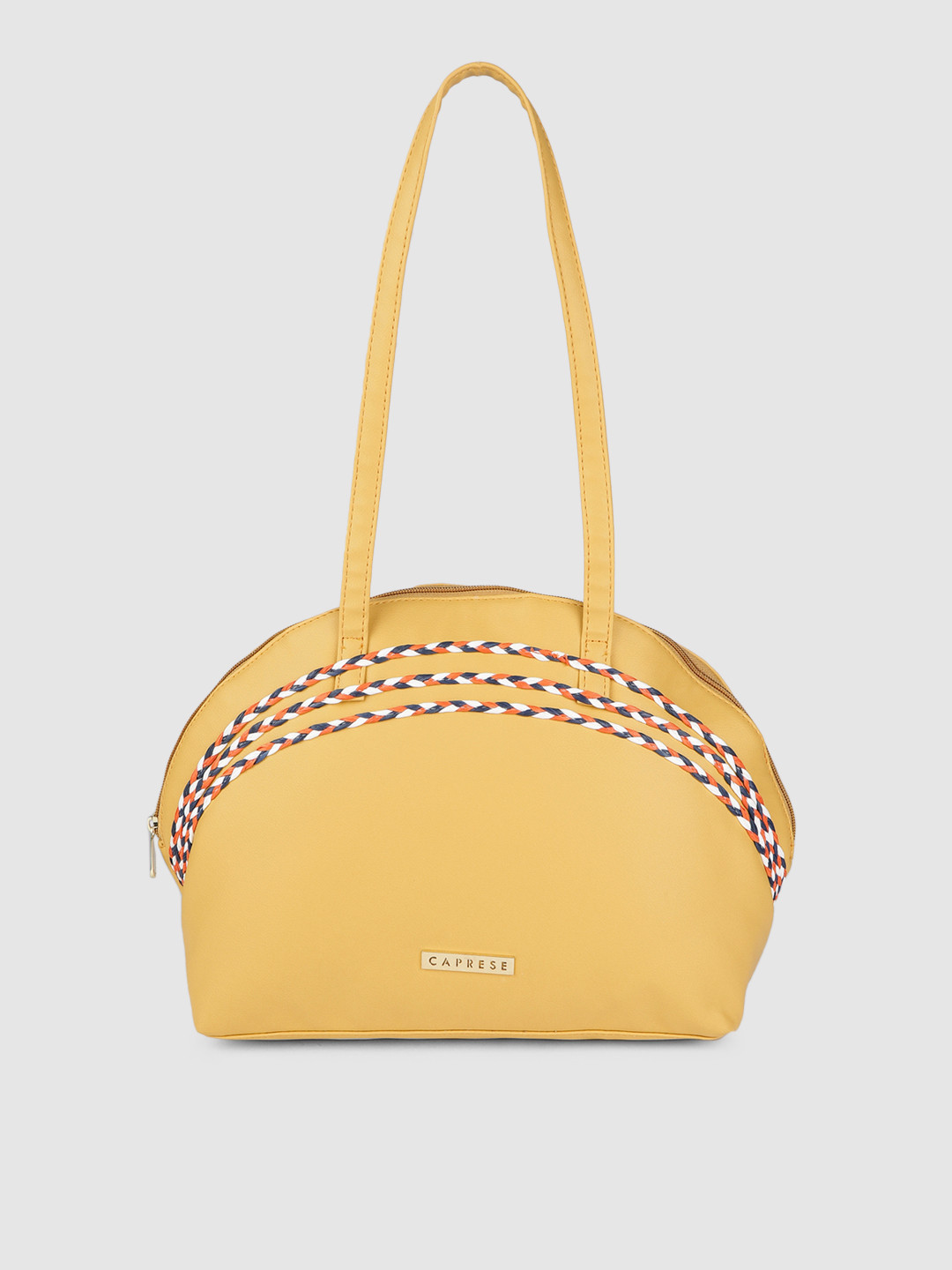 Caprese Yellow PU Structured Shoulder Bag