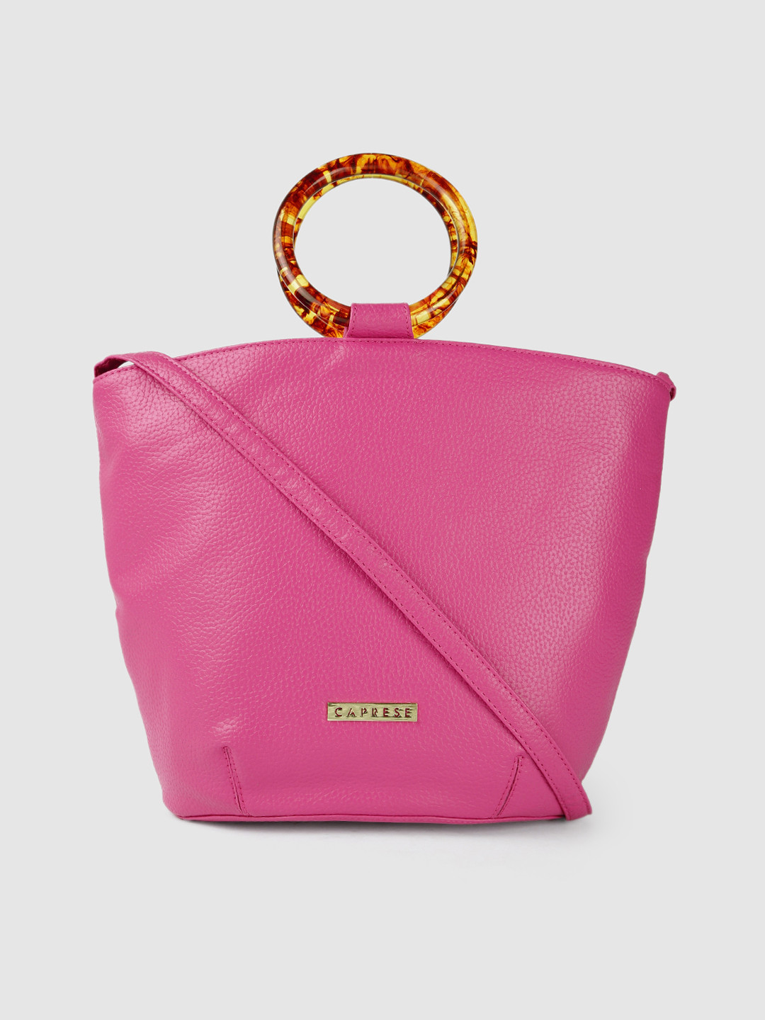 Caprese Pink PU Structured Handheld Bag