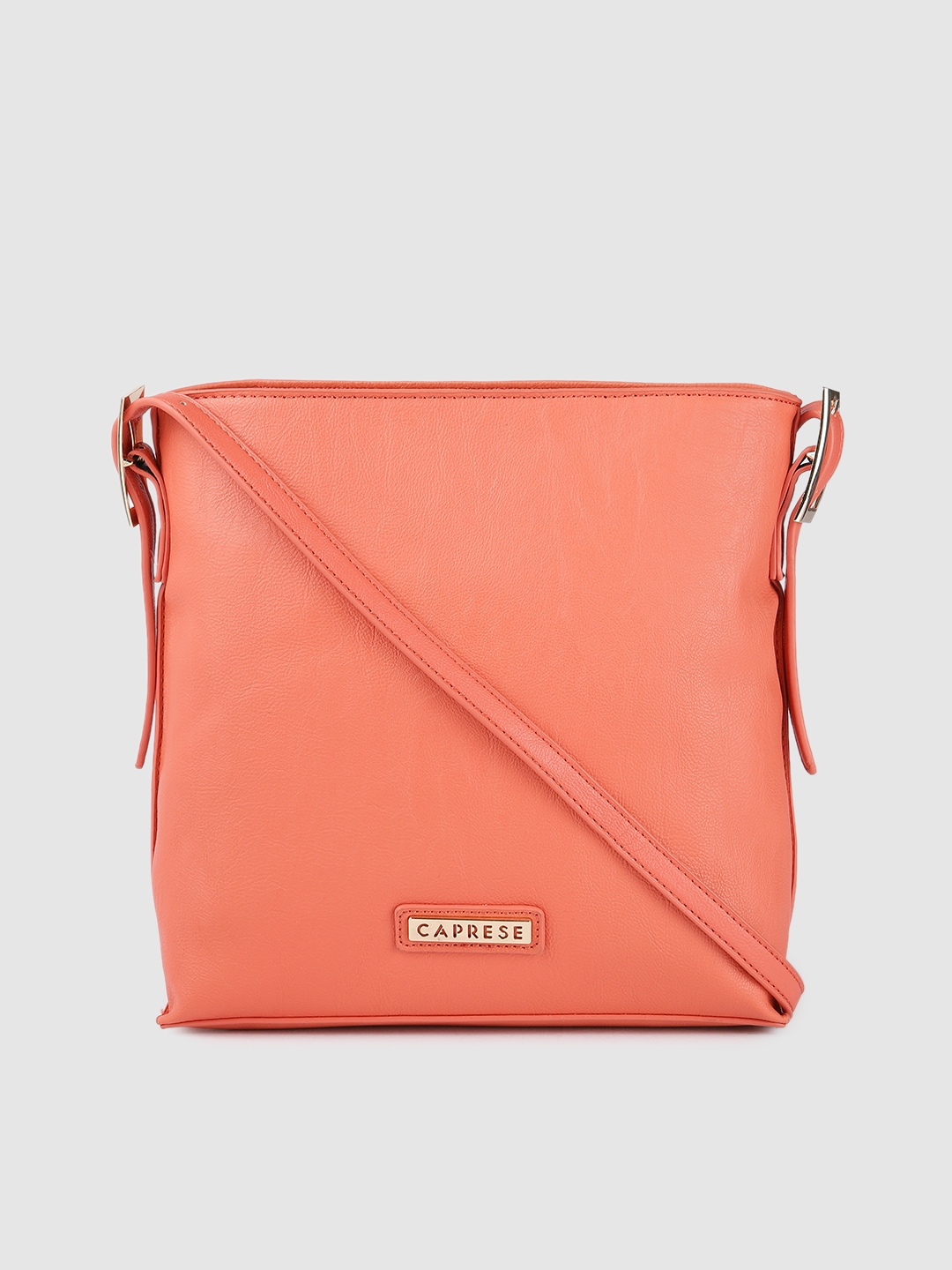 Caprese Pink Leather Structured Sling Bag