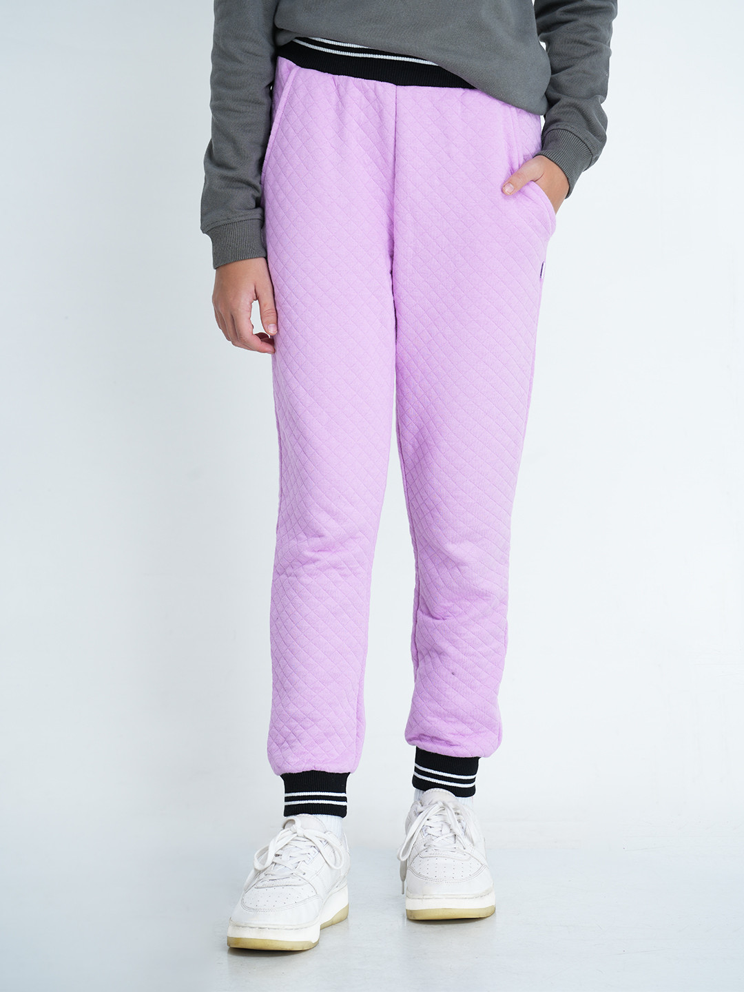 mackly Girls Purple Textured Joggers