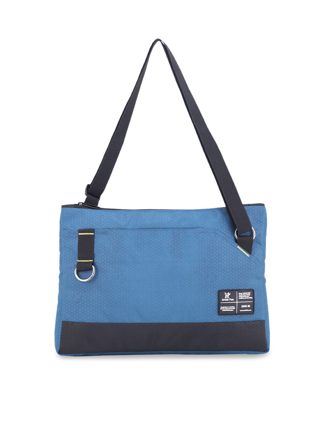 Arctic Fox Blue & Black Geometric Printed PU Structured Sling Bag