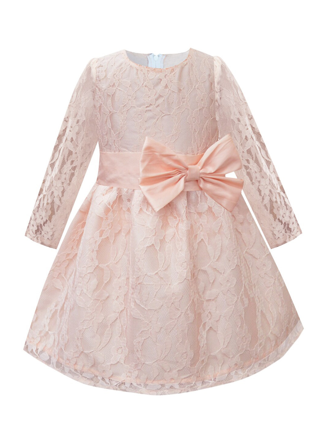 A T U N Peach-Coloured Lace Dress