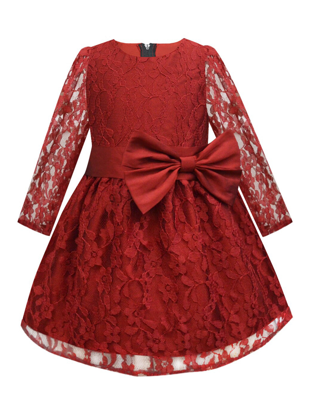 A T U N Maroon Lace Dress