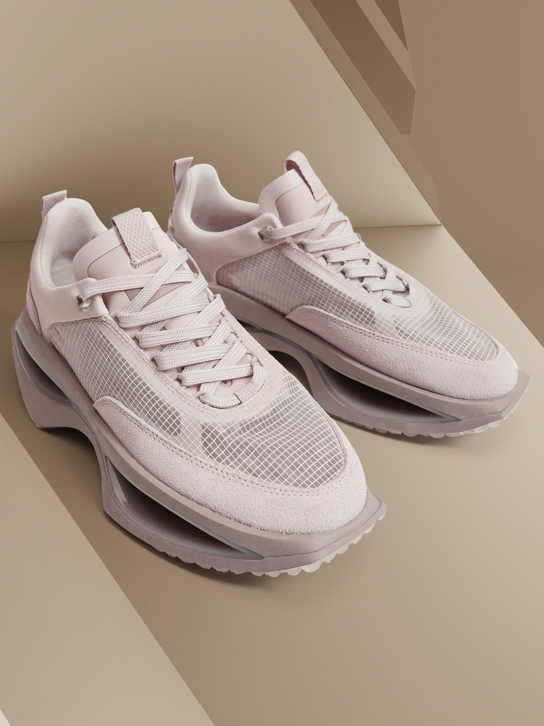 MANGO Women Lavender Checked Training Shoes