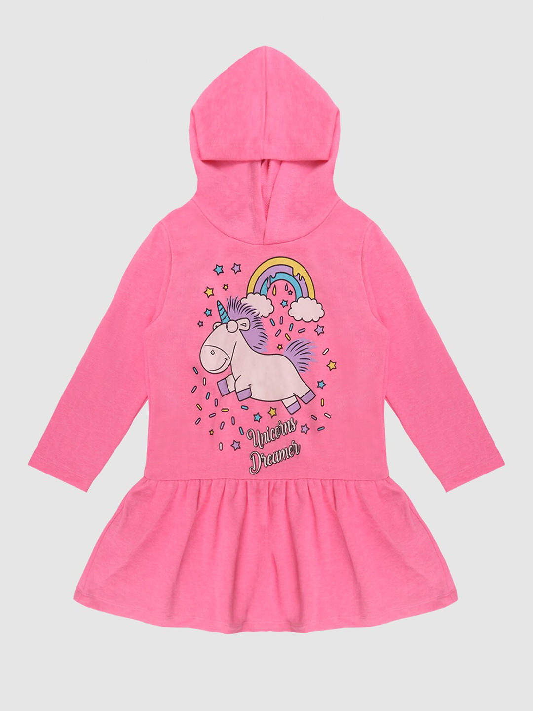 Lazy Shark Girls Pink Printed Hooded Sweatshirt