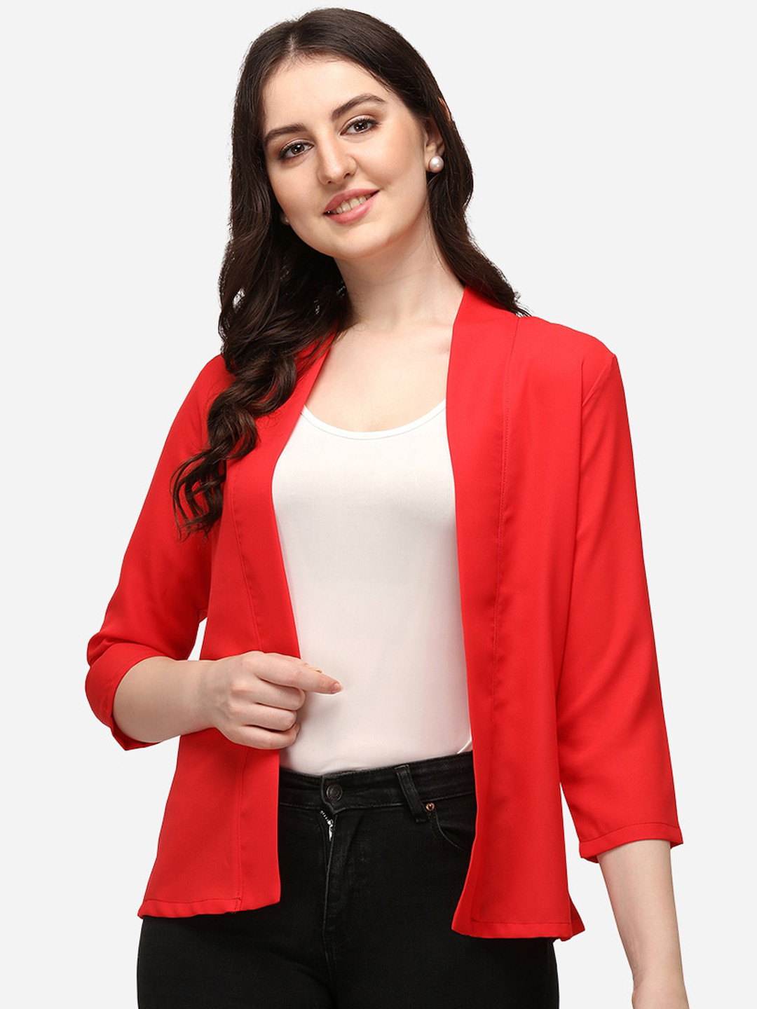 Smarty Pants Women Red Open Front Jacket