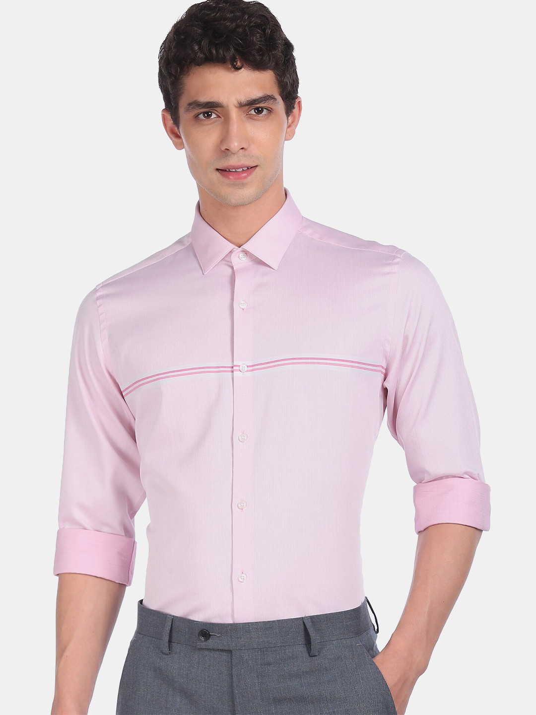 Arrow Men Pink Opaque Pure Cotton Formal Shirt
