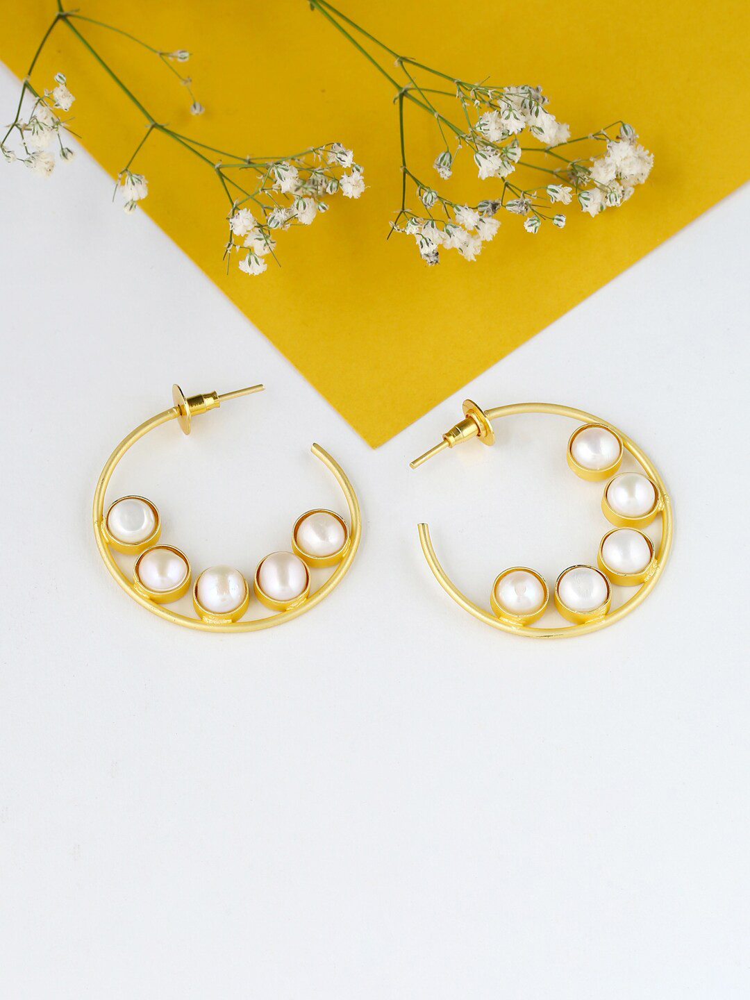 VIRAASI Silver-Toned & Gold-Toned Half Hoop Earrings