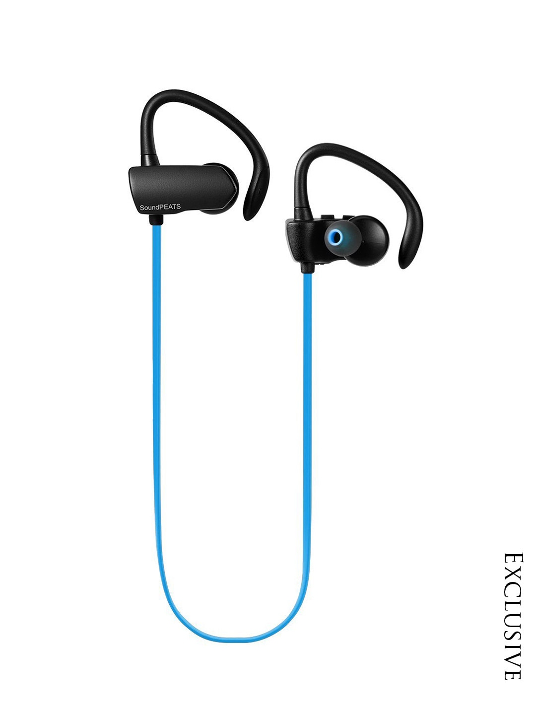 SoundPEATS Blue Black Q9A Wireless Sweatproof Secure Fit Earbuds with Mic