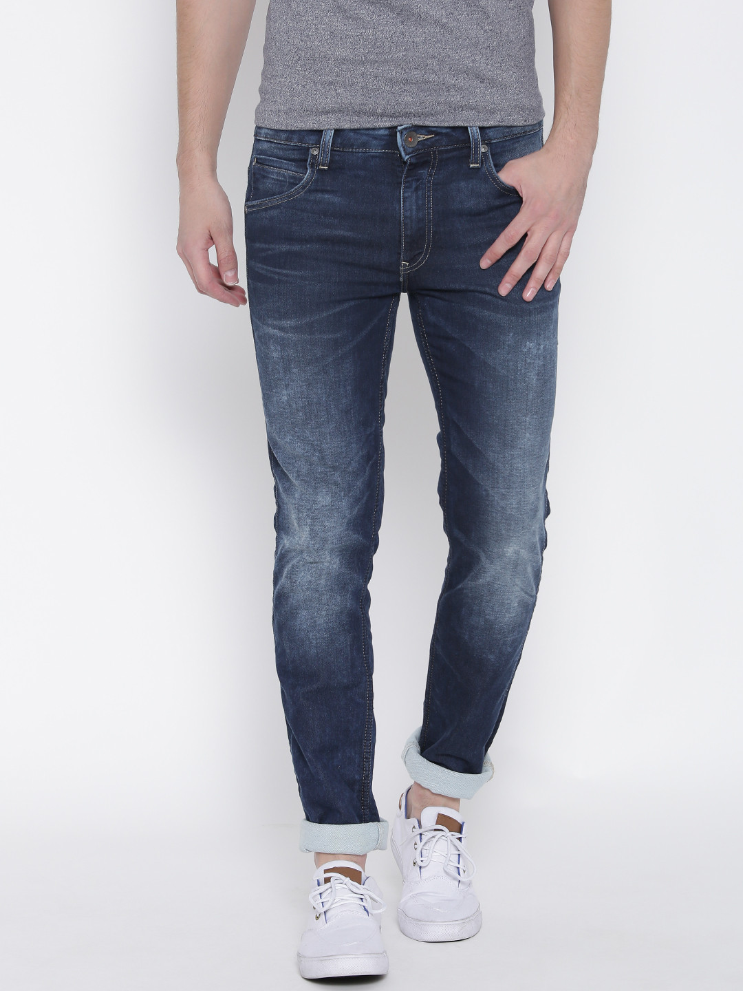 Benetton Men Navy Super Skinny Fit 