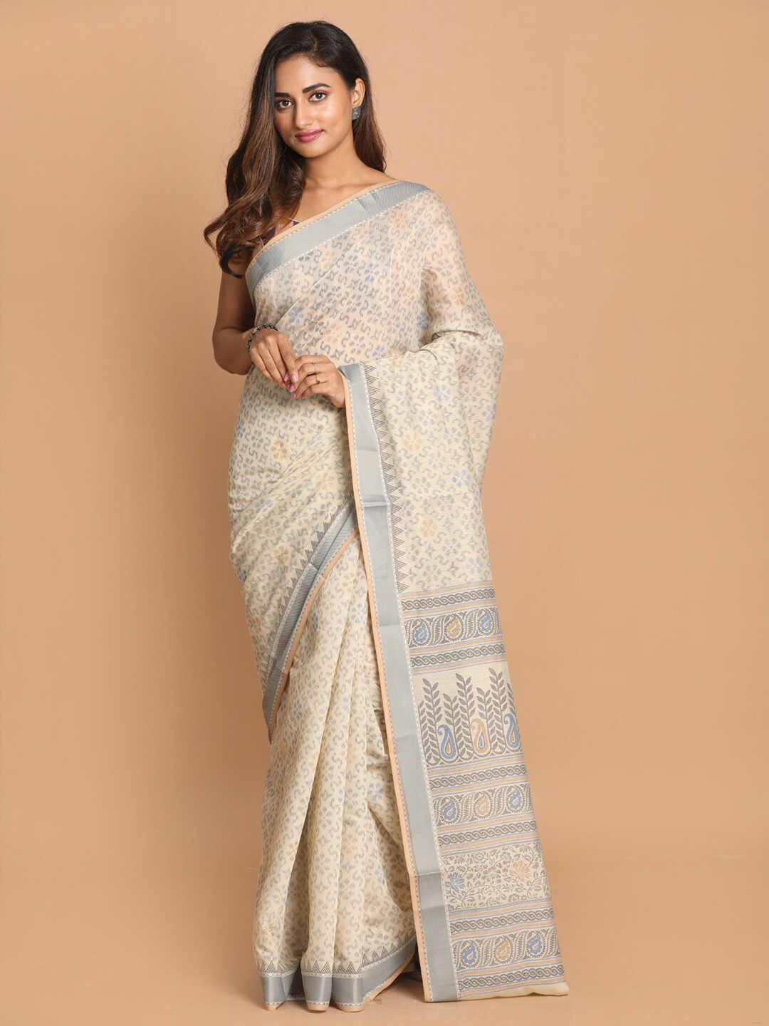 Saranee Grey Zari Saree